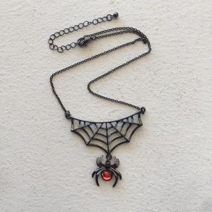 🎃Black Halloween Spider Web Necklace, 19 inches
